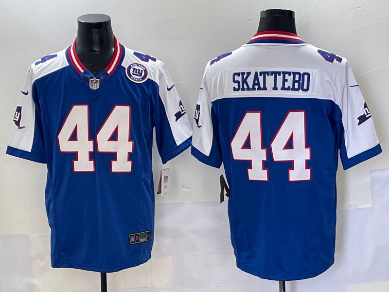 Men 2025 New York Giants #44 Skattebo Blue Throwback Three generations Nike Limited NFL Jersey style 22->new york giants->NFL Jersey